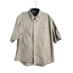 IVY CREW Classics Men  Beige Short Sleeve Button Down Shirt XL Wrinkle Resistant